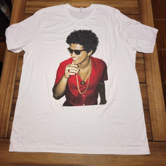 Bruno Mars SS White Unisex Tee Bella+Canvas - Size 2XL - Picture 2 of 5